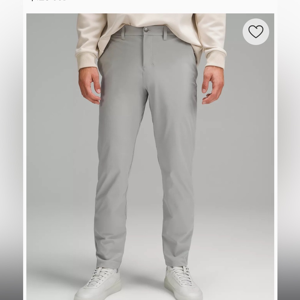 Lulu Lemon Commission Classic-Fit Pant
Colour-Silver Drop 
Waist-36 
Length-32